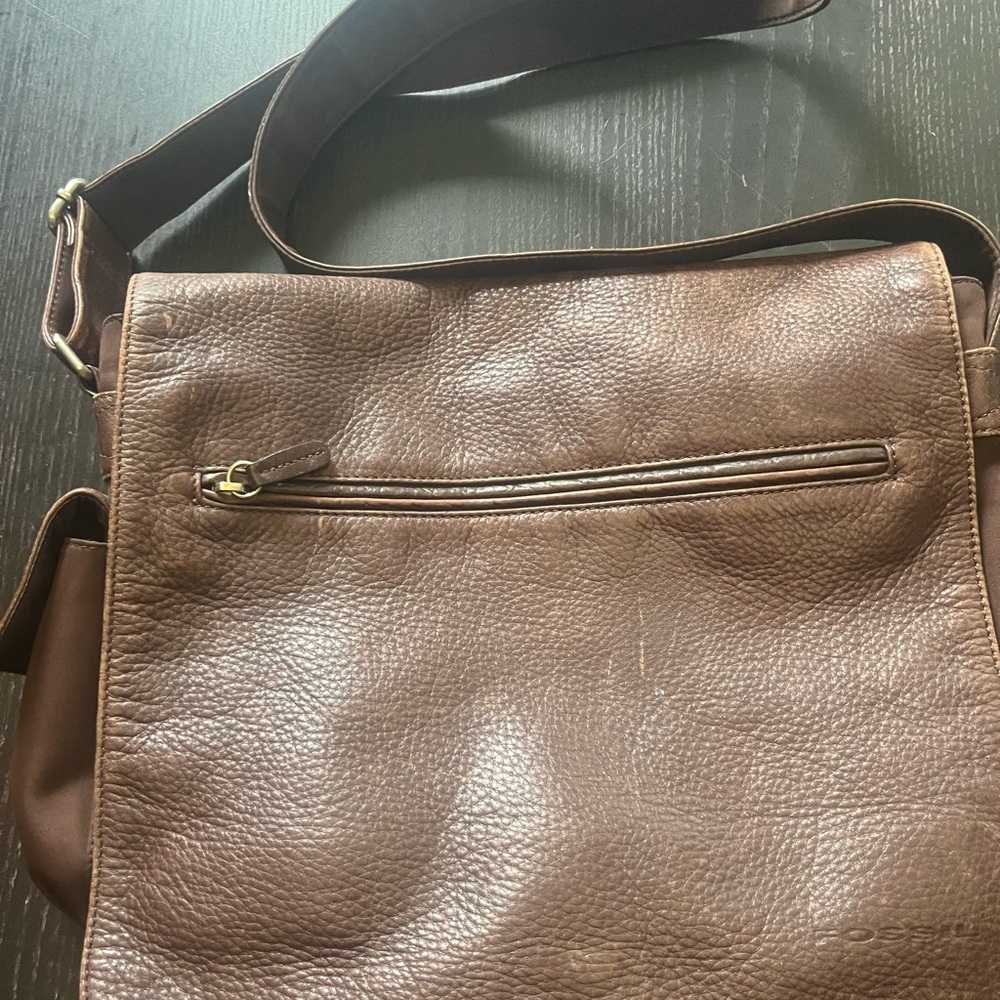 Fossil Brown Leather Messenger Bag